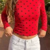 Womens Dot Print T-shirt Long Sleeve